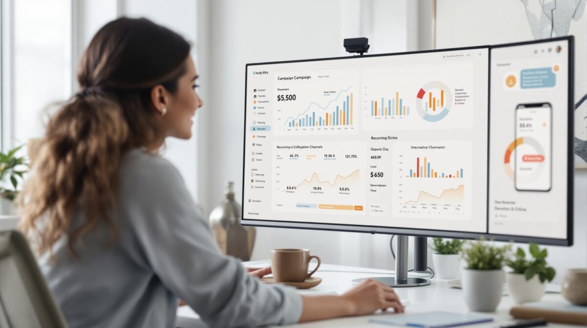 Fundraising reporting charts used to compare donor segments, channels, and campaign results