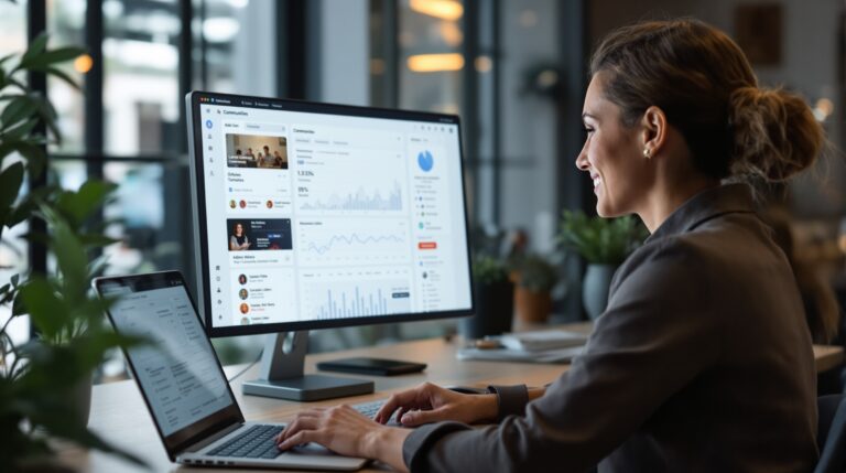 Admin dashboard for managing an online community with member controls and content organization